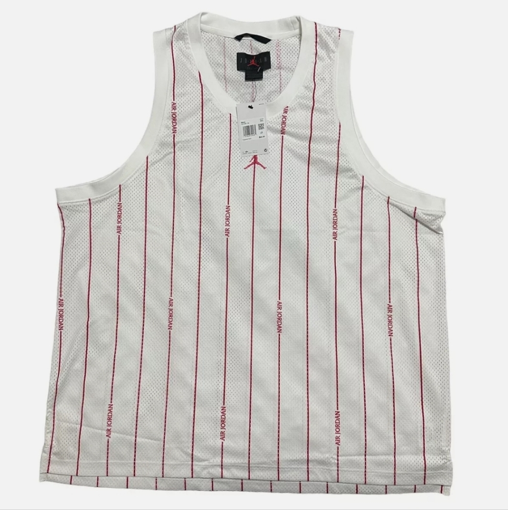 NWT Men's Jordan Pinstripe Tank Top with Crew Neck and Relaxed Fit - Picture 2 of 9